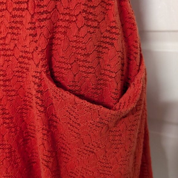 Free People Crochet Dress Womens Size Medium Orange Boho Keyhole Sleeveless - Picture 4 of 11